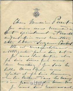 Sarah Bernhardt Signed Autograph Letter to the architect Auguste Perret in 1918
