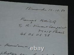 Sergio BIRGA Autographed Letter to François Bricq Regarding Photos 1989