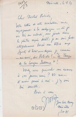 Signed Autographed Letter from Jean-Louis BORY to Michel ROBIDA (1951)