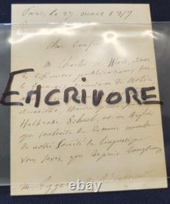 Signed autograph letter from Emile Littré 1879