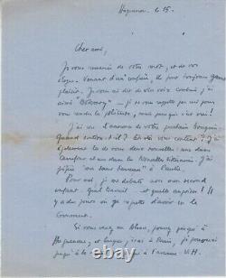 Signed autograph letter from Jean-Louis BORY to Michel ROBIDA (1946)