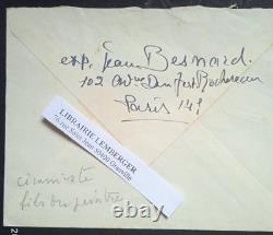 Signed autographed letter 1956 Jean Bernard ceramist