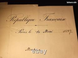 Signed letter from Jules Meline, President of the Council in 1897