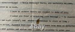 Signed letter from Viscount Takatoshi Kyogoku addressed to Alfred Cortot - 1947
