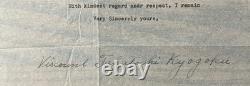 Signed letter from Viscount Takatoshi Kyogoku addressed to Alfred Cortot - 1947