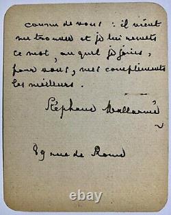 Stephane Mallarmé, Autotographe Handwritten Letter Signed By A Stranger, 2 Pp
