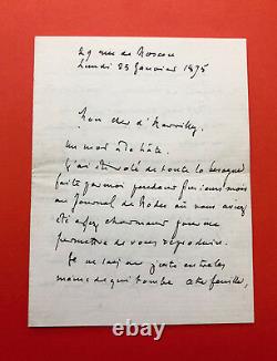 Stéphane Mallarme Signed Autograph Letter To Ernest D'hervilly