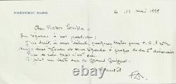 Superb Autograph Letter Signed & Dated By Frédéric Dard About Marcel G. Priest