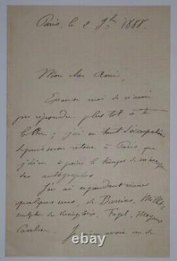 THEUNISSEN Corneille SIGNED AUTOGRAPH LETTER, PARIS, NOVEMBER 1888