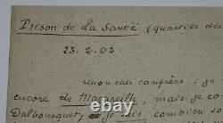 Tailhade Laurent Letter Autography Signed, Prison Of Health, 1902