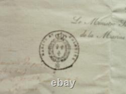 The Autographed Letter Signed by Louis XVIII Marine Service Letter from the Minister 1815