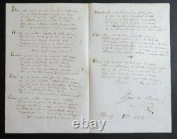 Théodore GUDIN, French painter, autograph signed letter, February 14, 1864