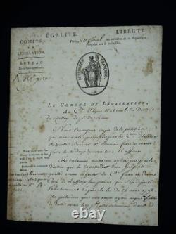 Theophile BERLIER signed letter COMMITTEE OF LEGISLATION OUDOT 1795