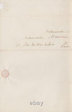 Theophile Marion Dumersan Autograph Letter Signed To Mademoiselle Maxime
