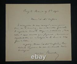 Theuriet André Letter Autography Signed, Bourg La Queen 1892