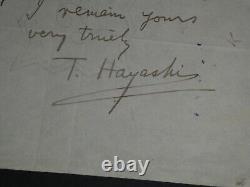 Tsuruishi Hayashi, Signed Autographed Letter, Mathematician, 1916, Japan