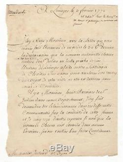 Turgot / Signed Letter (1771) / Limoges / Begging / Superintendent De Dijon