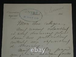 Urban Le Verrier, Astronome Letter Autography Signed, 1866