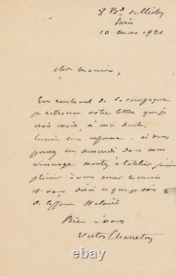 Victor CHARRETON painter autograph letter signed an appointment at his studio