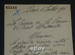 Victor Gautron du Coudray, Man of Letters, Signed Autographed Letter, 1911