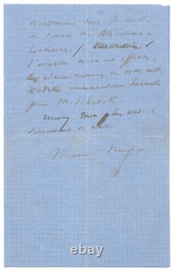 Victor HUGO / Signed Autograph Letter / The Liberation of the Territory / Poetry