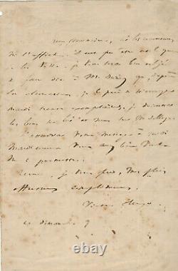Victor Hugo Autograph Letter Signed By Rhin1842