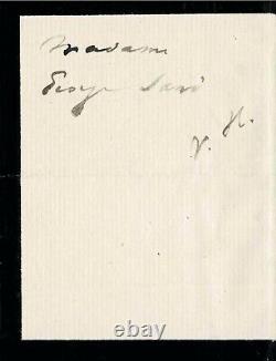 Victor Hugo Autograph Letter Signed To George Sand. The Death Of Adele Foucher