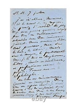 Victor Hugo / Signed Autograph Letter / Protestantism / Freedom / England