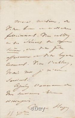 Victor Hugo Signed Autograph Letter To Bernard Durmont