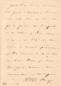 Victor Hugo handwritten signed letter to the poet Adèle Calderar