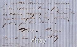 Victor Hugo to Alexandre Dumas fils, signed autograph letter, 1867, Hachette