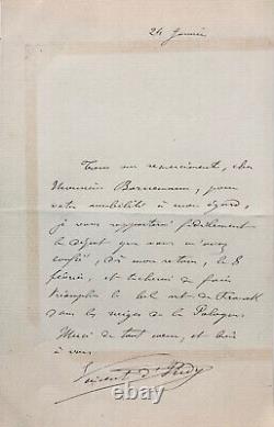 Vincent d'Indy Beautiful Autographed Letter Signed on César Franck and Poland