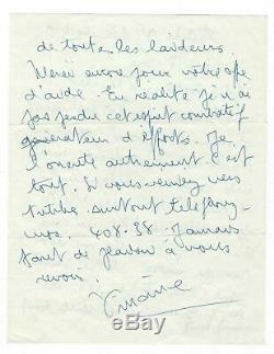 Viviane Romance / Autograph Letter Signed (1959) / Actress Désabusée