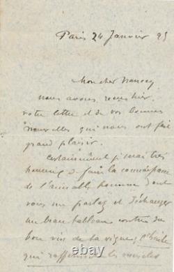 Wine! Paul-Désiré TROUILLEBERT signed autograph letter to Paul NANCEY