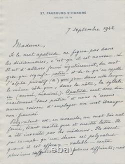Writer Abel Hermant signed autograph letter etymology stateless person