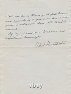 Writer Abel Hermant signed autograph letter etymology stateless person