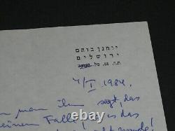 Yohanan Boehm - Autographed Letter and Dedicated Photo, in Jerusalem 1984