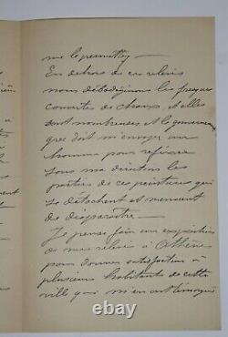 Yperman Louis Letter Autography Signed Peinter, Mistra, Greece 1896
