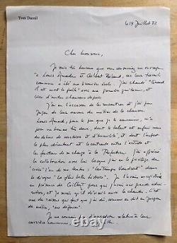 Yves Duteil handwritten letter signed by Gilbert Bécaud autograph signed letter