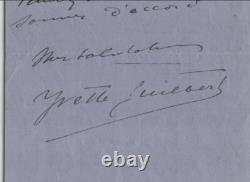 Yvette Guilbert Signed Autograph Letter: Acceptance for a Performance, 1905