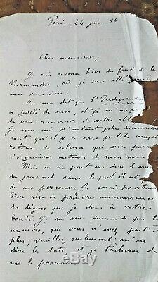 Zola Autograph Letter Signed In 1866 Alexandre De Lavergne Rare
