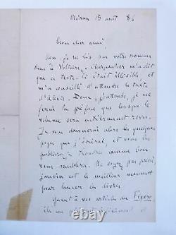 Zola (emile) Autographed Letter Signed By Emile Zola To The Irish Writer