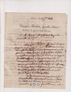 1808. Lettre autographe signée. Théophile Berlier. Affaire Pacot. Curé. Dijon