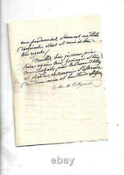1828. Talleyrand. Périgord. Lettre signée. Décès de la Mère du Comte d' Astorg