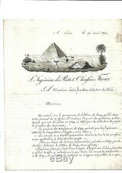 1852. Egypte. Paris. Favier. Ingénieur. Canal de Suez. Lettre autographe signée+