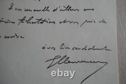 1895 lettre signée Georges CLEMENCEAU Homme Politique Académie Française