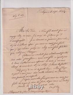 18 Sept. 1824. Louis Bonaparte. Lettre autographe signée. Félix Baciocchi. Corse