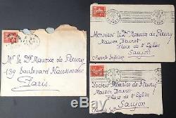 1912 PIERRE LOUS lettre autographe signée à MAURICE DE FLEURY + 3 enveloppes