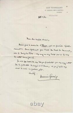 1932 Lettre autographe signée de l'écrivain Maurice GENEVOIX (1890-1980)