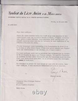 1933- 1981. Pierre Berès. 3 documents. Lettre autographe signée. Lettre signée 1933- 1981. Pierre Berès. 3 documents. Lettre autographe signée. Lettre signée